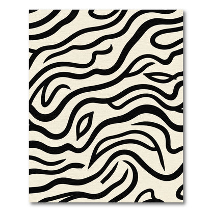 Cream Black Wavy Animal Stripes Rug