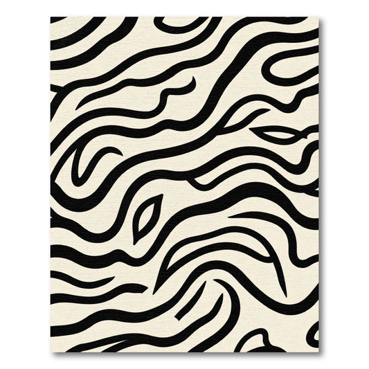 Cream Black Wavy Animal Stripes Rug