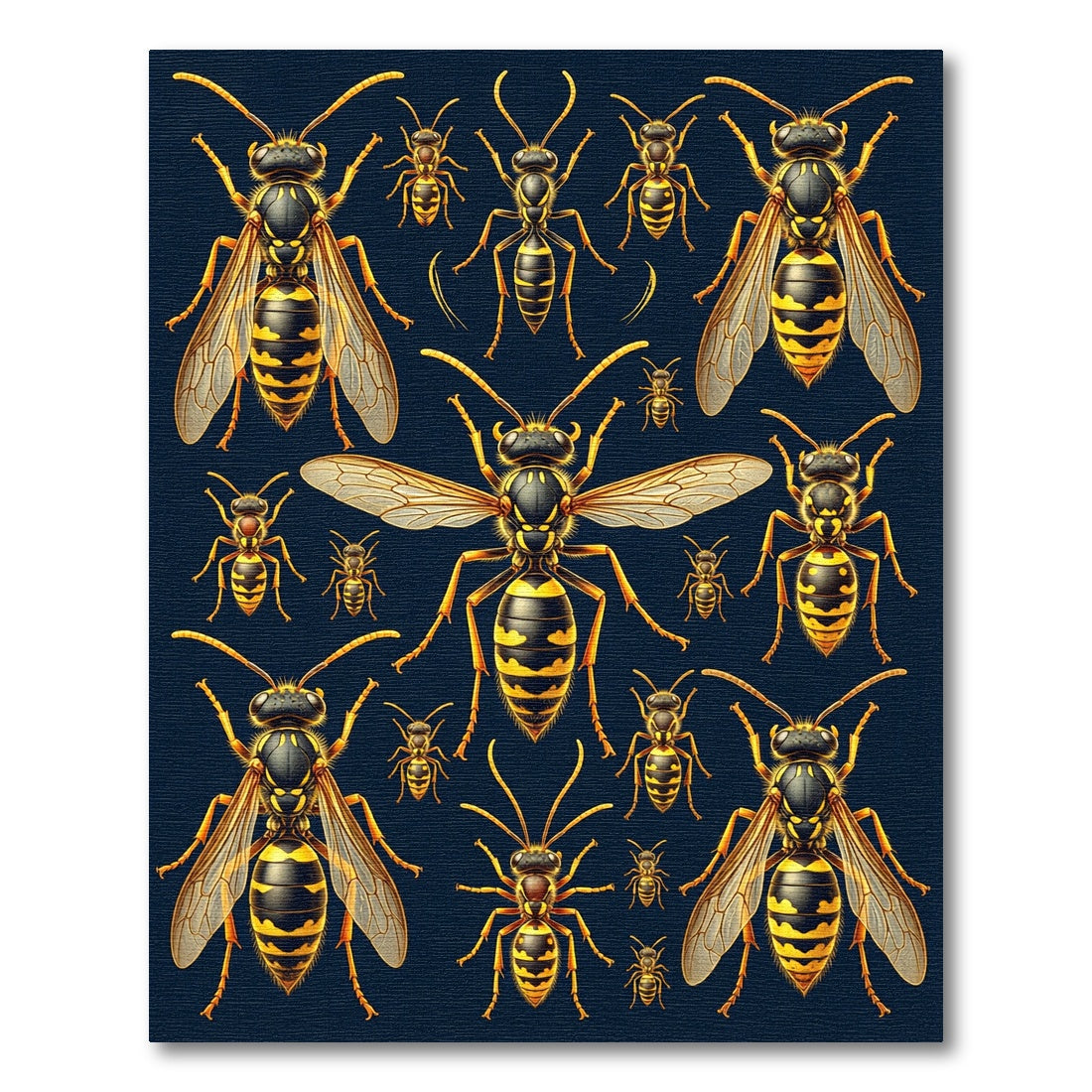Golden Wasp Entomological Dark Botanical Rug