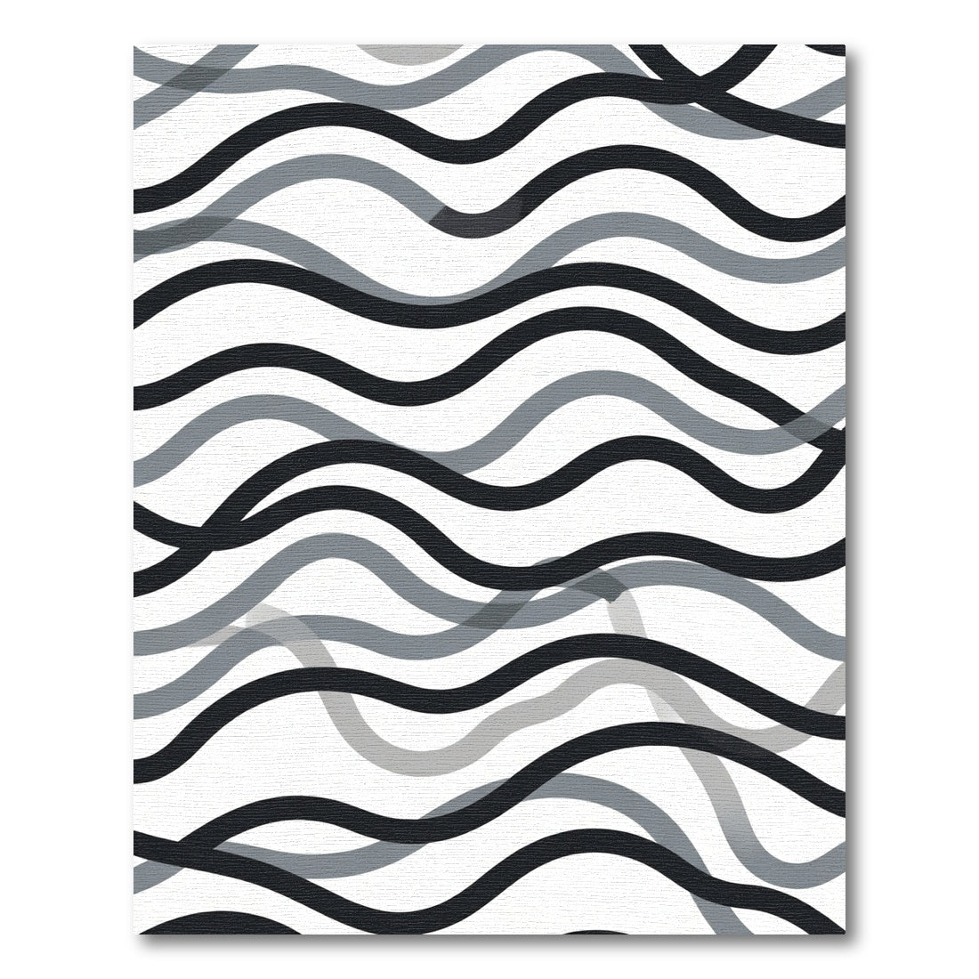 Modern Black Gray Wave Lines Rug