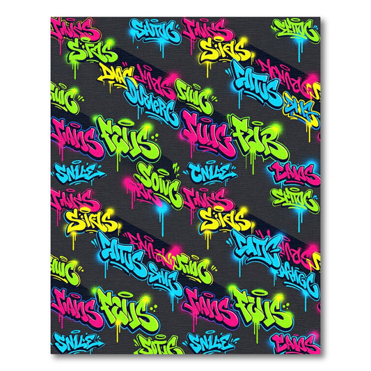 Vibrant Neon Graffiti Street Art Rug