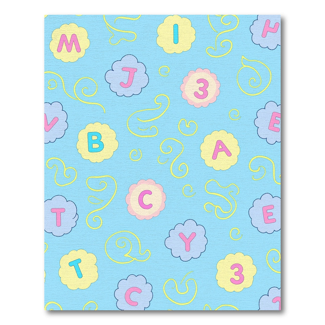 Pastel Alphabet Clouds Swirl Rug