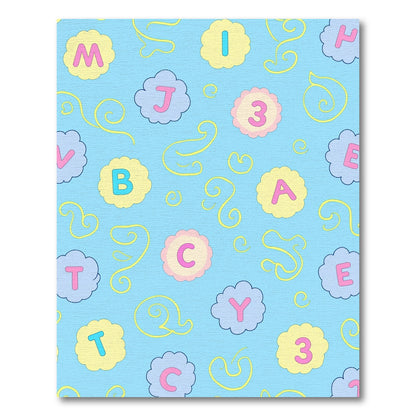 Pastel Alphabet Clouds Swirl Rug