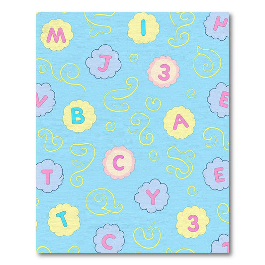 Pastel Alphabet Clouds Swirl Rug