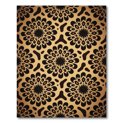 Golden Black Sunburst Medallion Rug