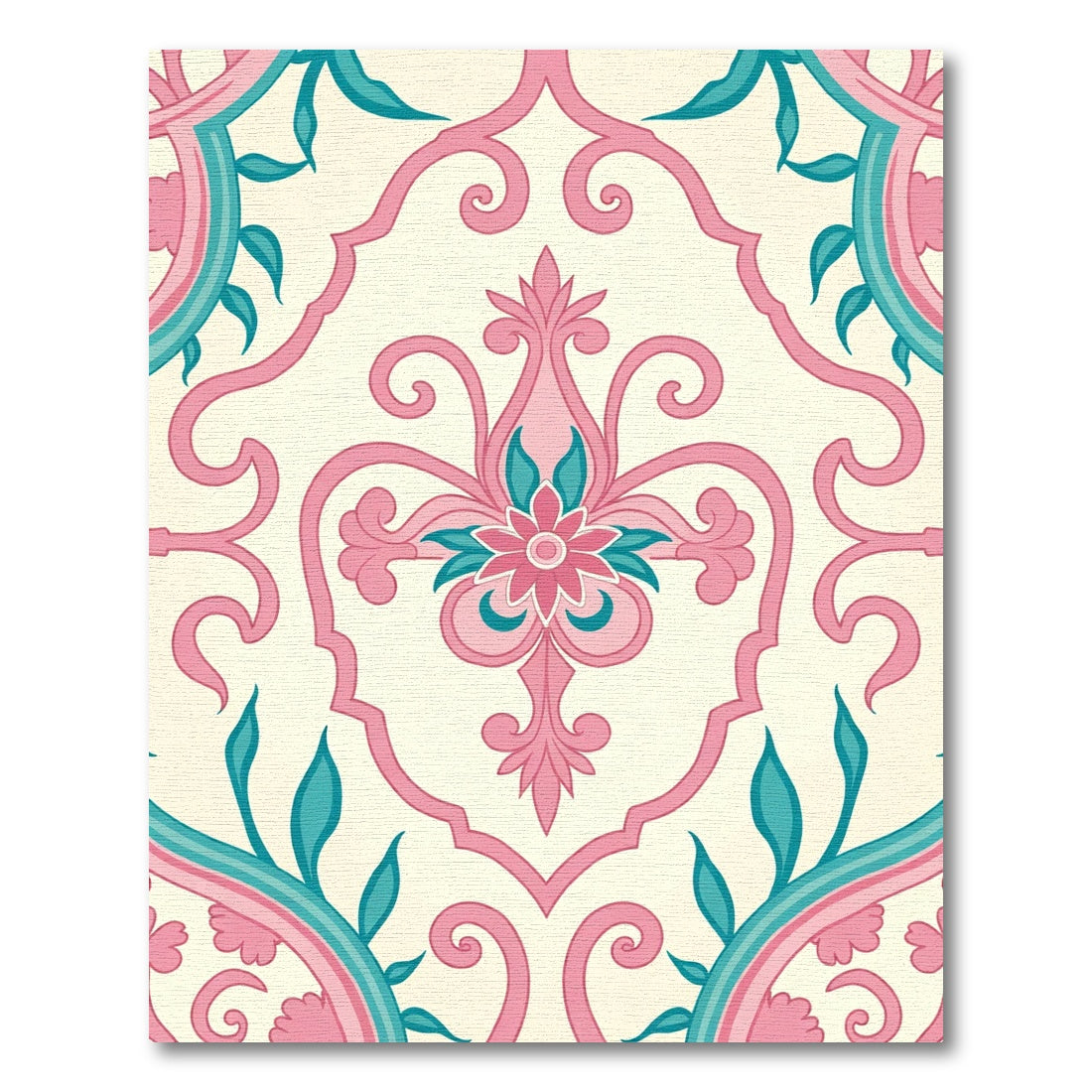 Pink Teal Paisley Medallion Rug