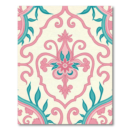 Pink Teal Paisley Medallion Rug
