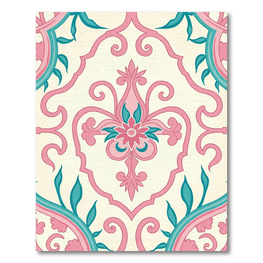 Pink Teal Paisley Medallion Rug