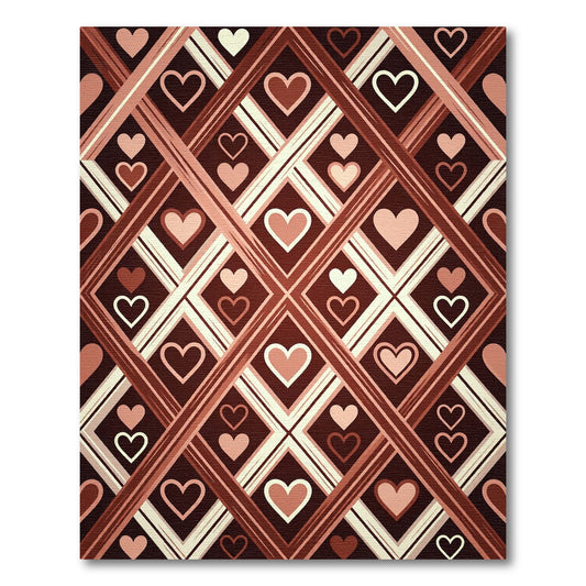 Earthy Brown Geometric Heart Lattice Rug