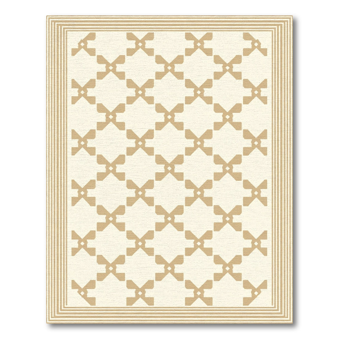 Gold Lattice Geometric Border Rug