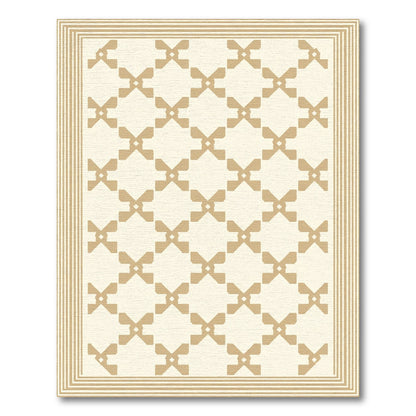 Gold Lattice Geometric Border Rug