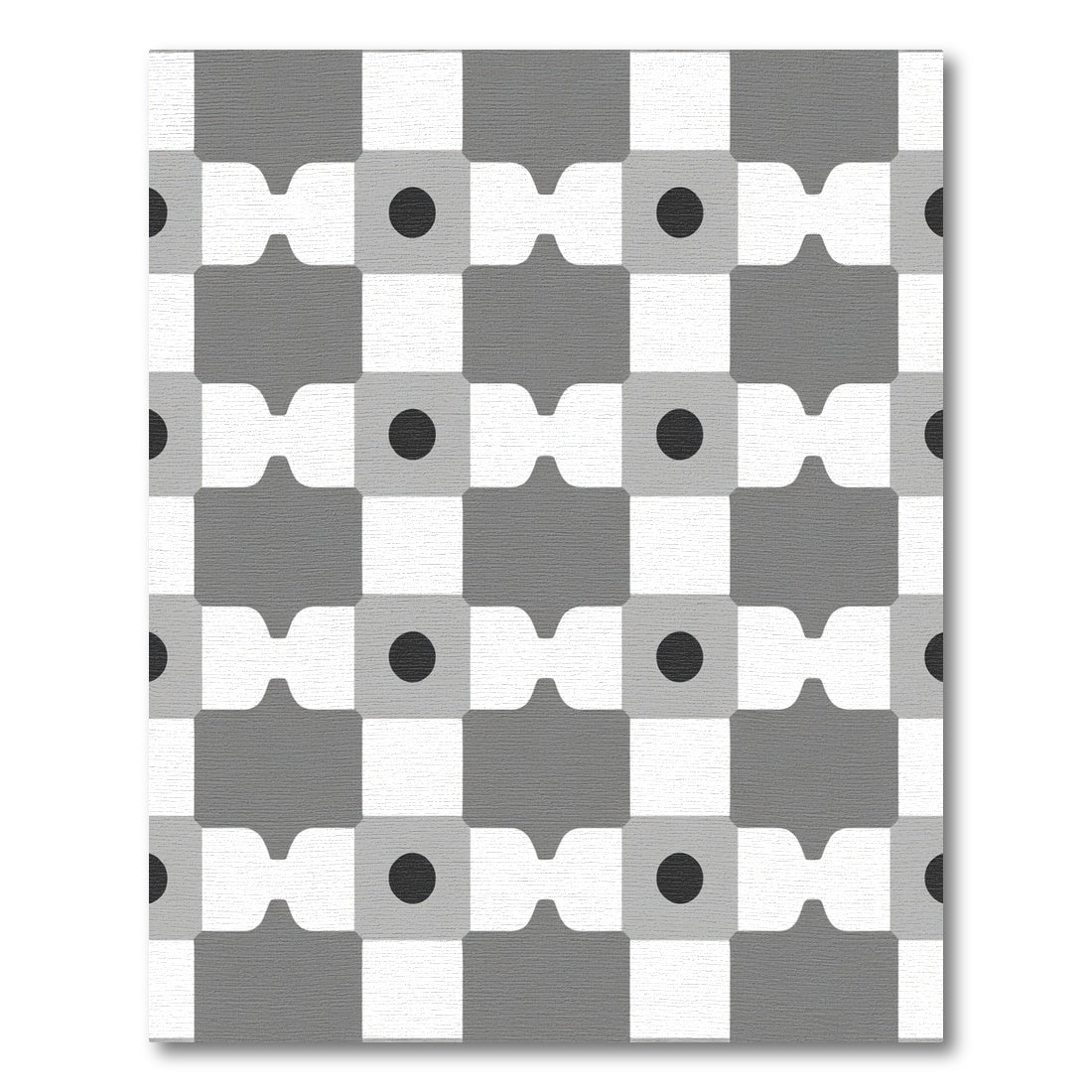 Geometric Gray Checkerboard Dot Rug