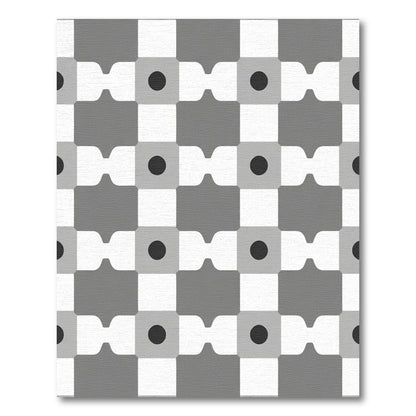 Geometric Gray Checkerboard Dot Rug