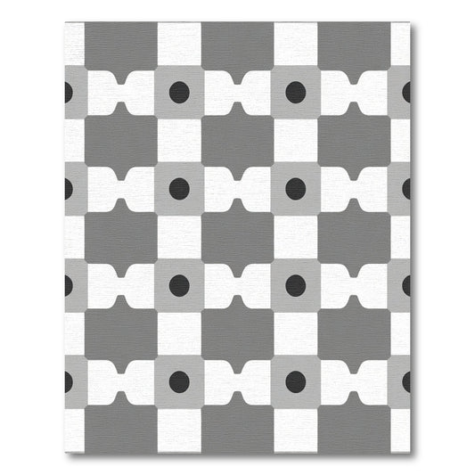 Geometric Gray Checkerboard Dot Rug
