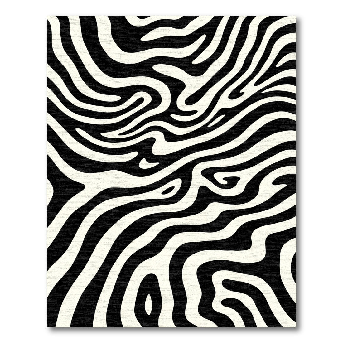 Bold Black White Organic Swirl Rug