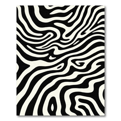 Bold Black White Organic Swirl Rug