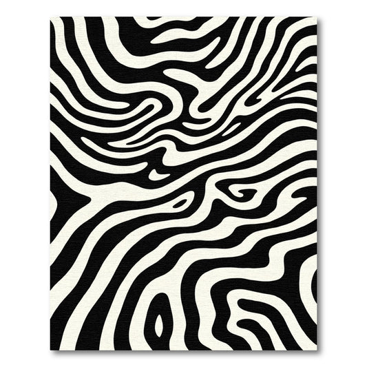 Bold Black White Organic Swirl Rug