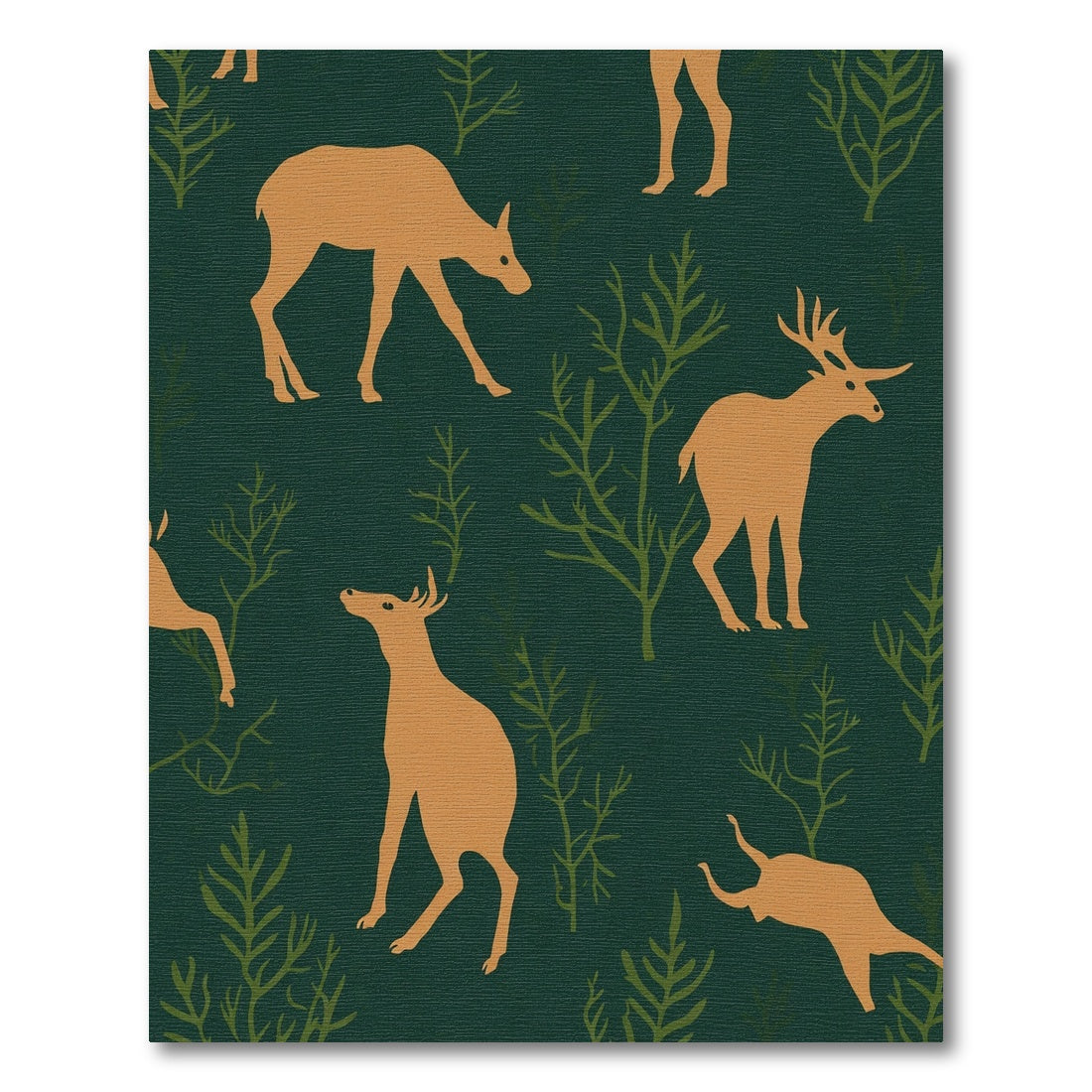 Golden Deer Forest Scene Rug