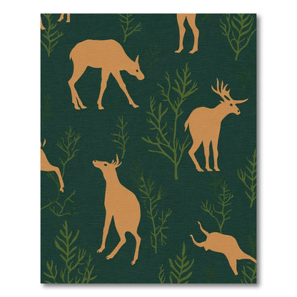 Golden Deer Forest Scene Rug