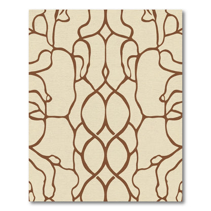 Cream Brown Organic Lattice Rug