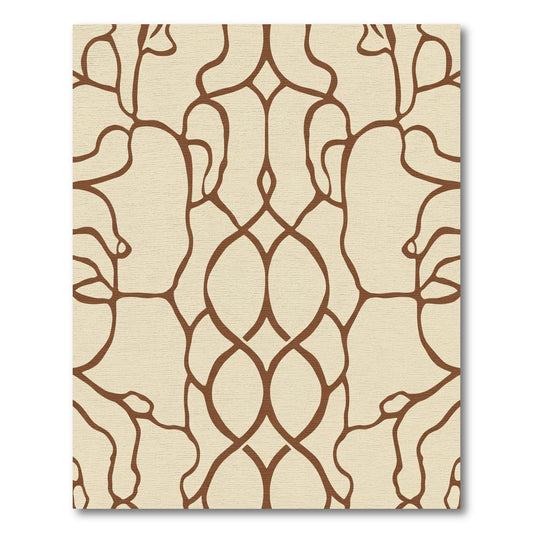 Cream Brown Organic Lattice Rug
