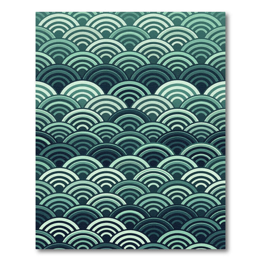 Teal Scale Wave Pattern Rug