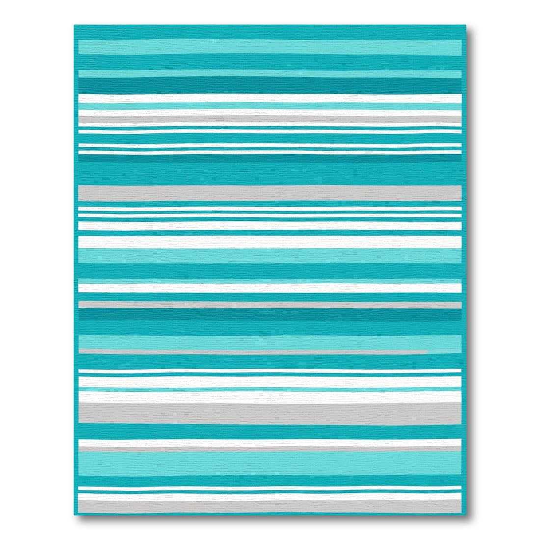 Coastal Teal Striped Horizontal Rug