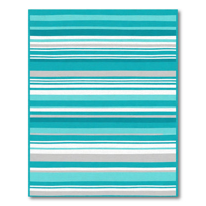 Coastal Teal Striped Horizontal Rug