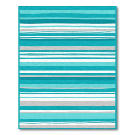 Coastal Teal Striped Horizontal Rug