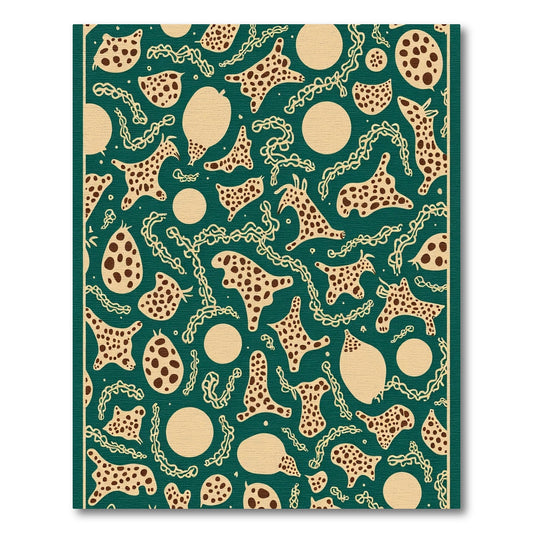 Deep Teal Cream Animal Blob Scatter Rug