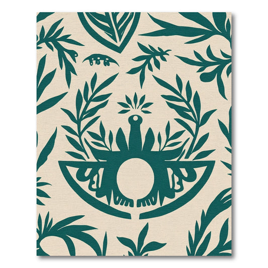 Teal Botanical Eye Contemporary Rug