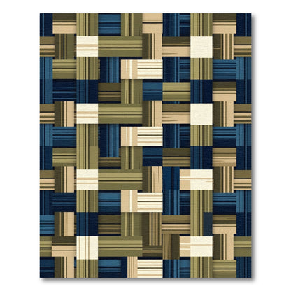 Modern Navy and Olive Woven Texture Rug