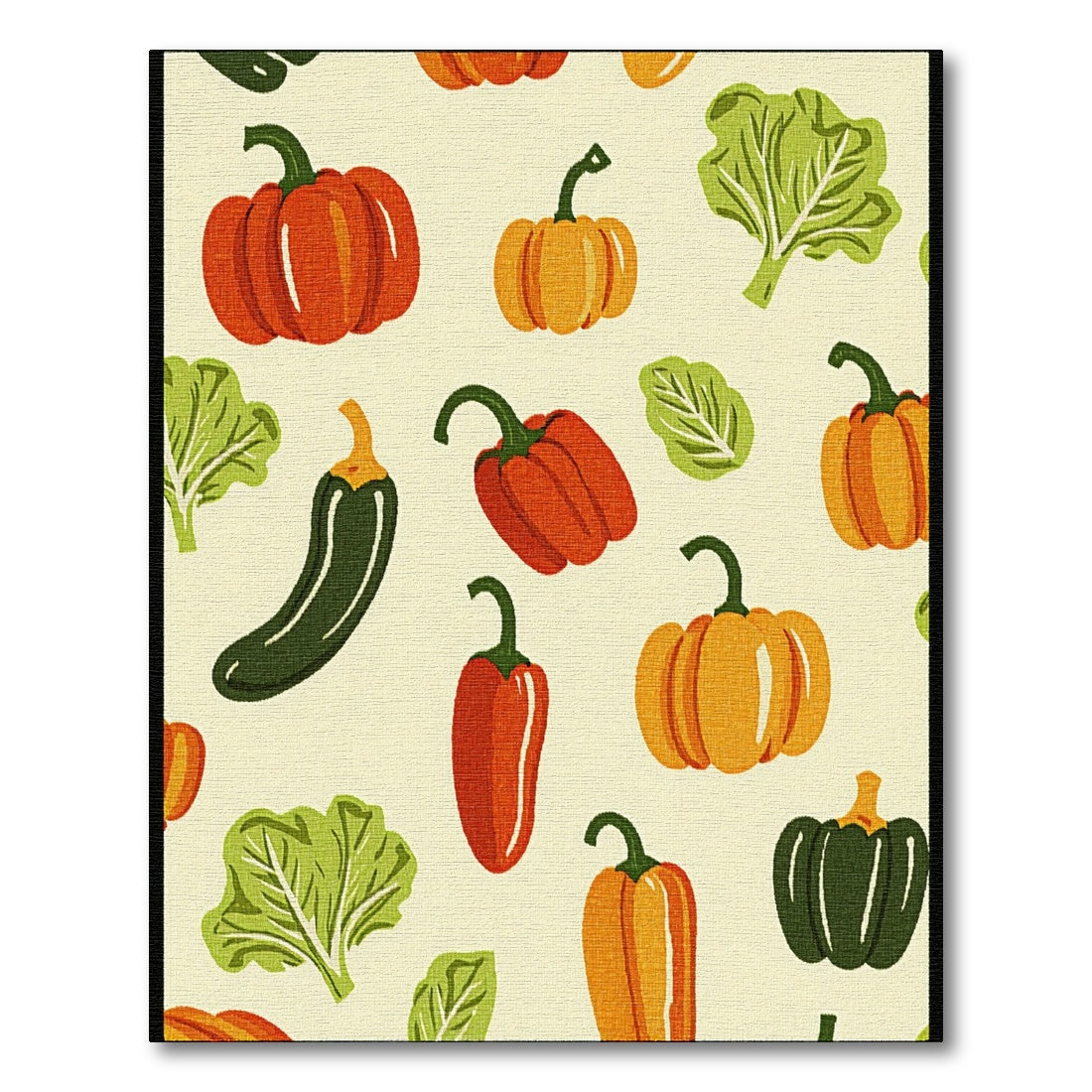 Whimsical Pumpkin Pepper Greens Harvest Rug