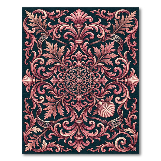 Ornate Pink Floral Acanthus Scroll Rug