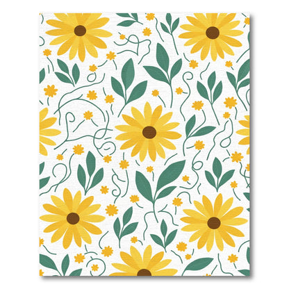 Yellow Daisy Vine Whimsical Floral Rug