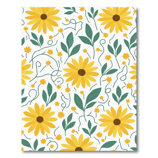 Yellow Daisy Vine Whimsical Floral Rug