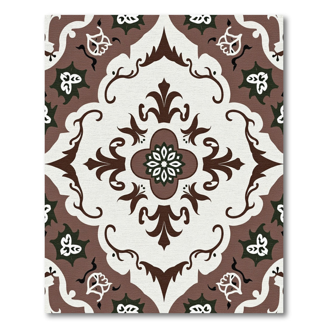 Classic Brown Floral Medallion Ornament Rug