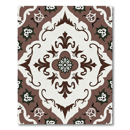 Classic Brown Floral Medallion Ornament Rug