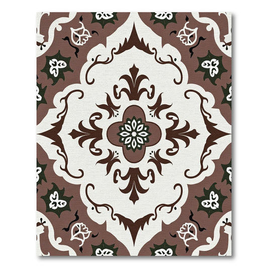 Classic Brown Floral Medallion Ornament Rug