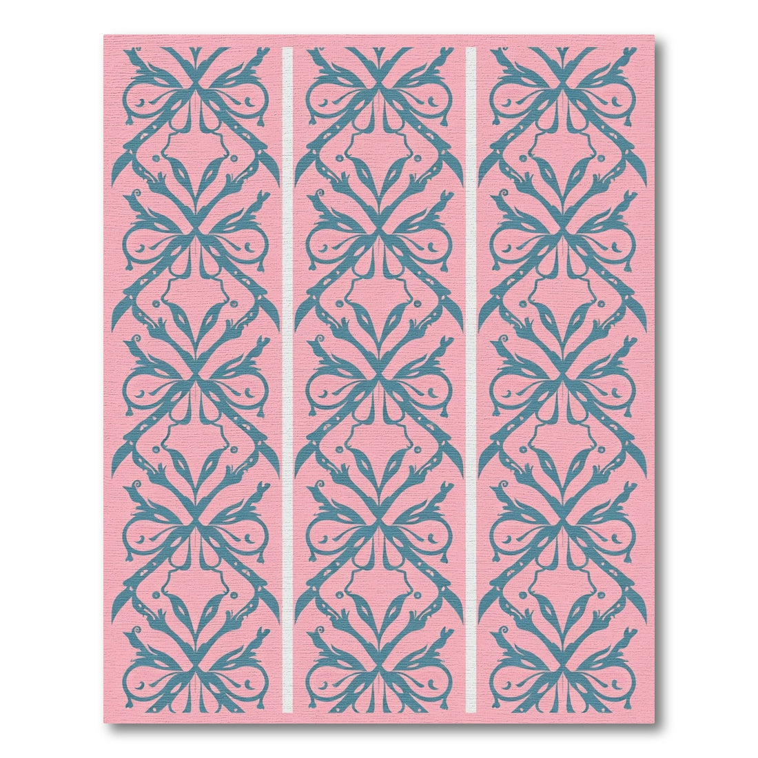 Teal Flourish Vertical Stripe Rug