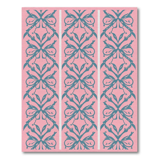 Teal Flourish Vertical Stripe Rug