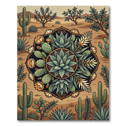 Desert Agave Flower Mandala Earthy Art Rug