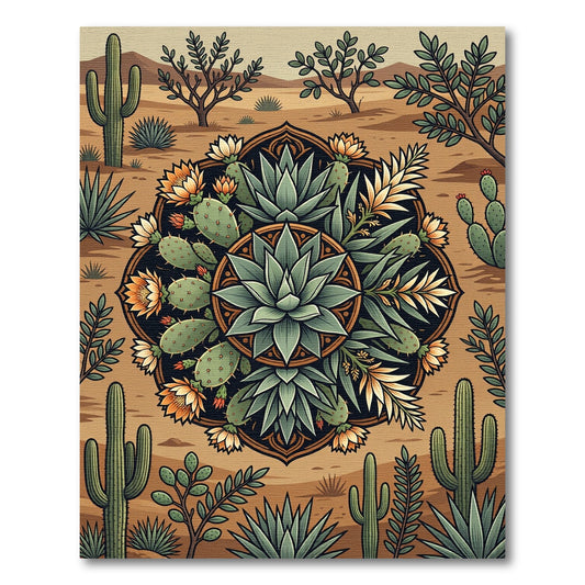 Desert Agave Flower Mandala Earthy Art Rug