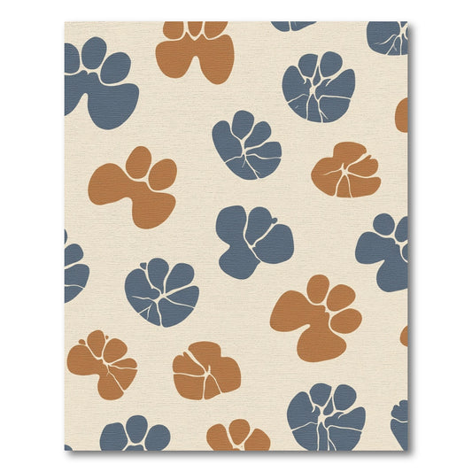 Terracotta Blue Abstract Organic Shapes Rug