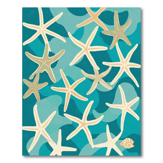 Coastal Starfish On Blue Waves Rug