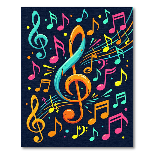 Vibrant Treble Clef Music Notes Rug
