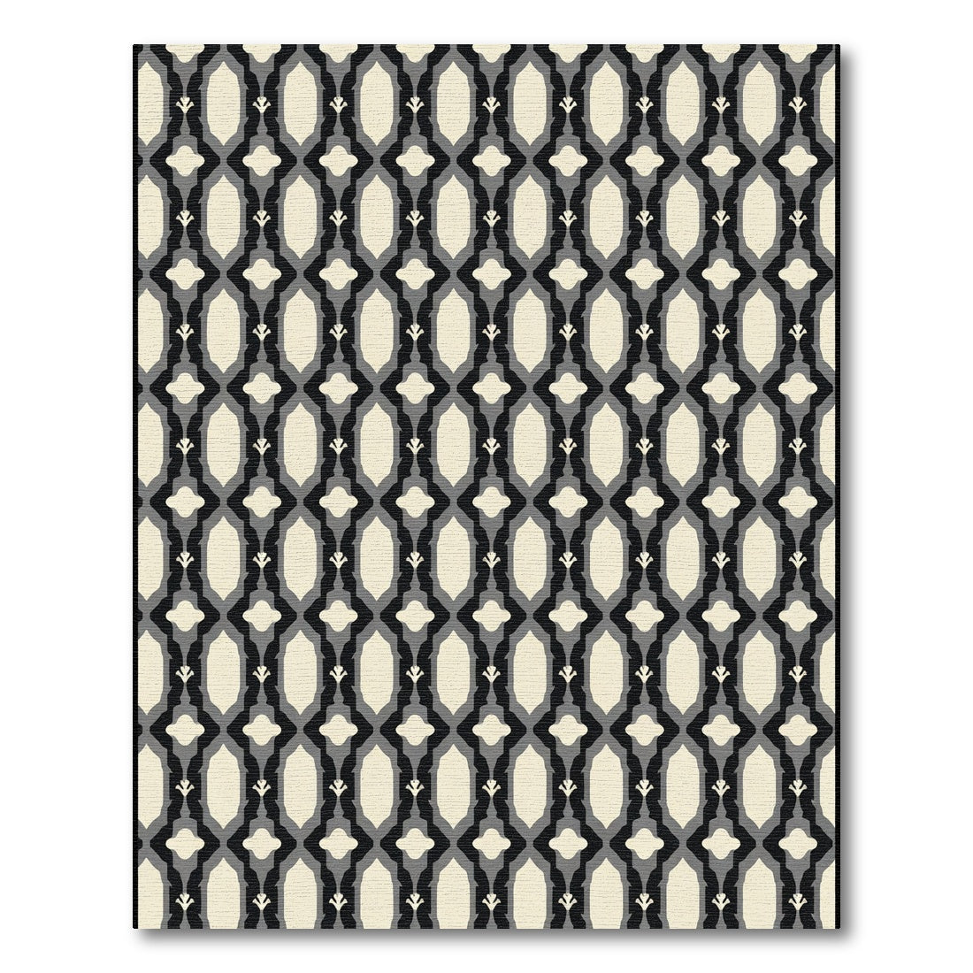 Neutral Geometric Lattice Medallion Rug