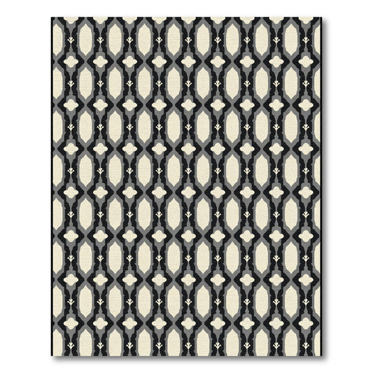 Neutral Geometric Lattice Medallion Rug