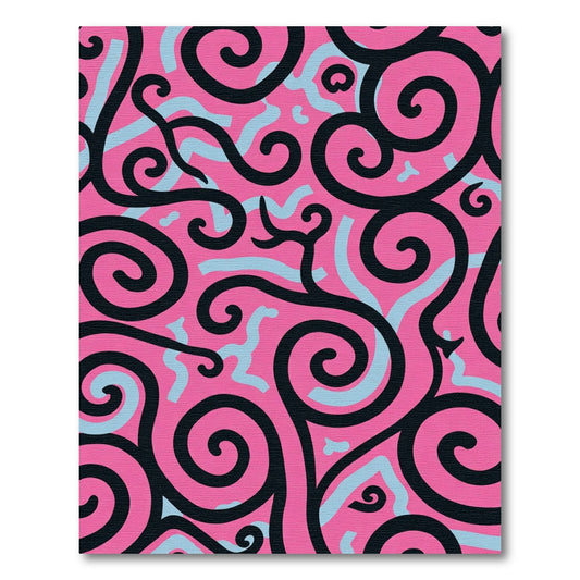 Bold Pink Swirl Abstract Rug