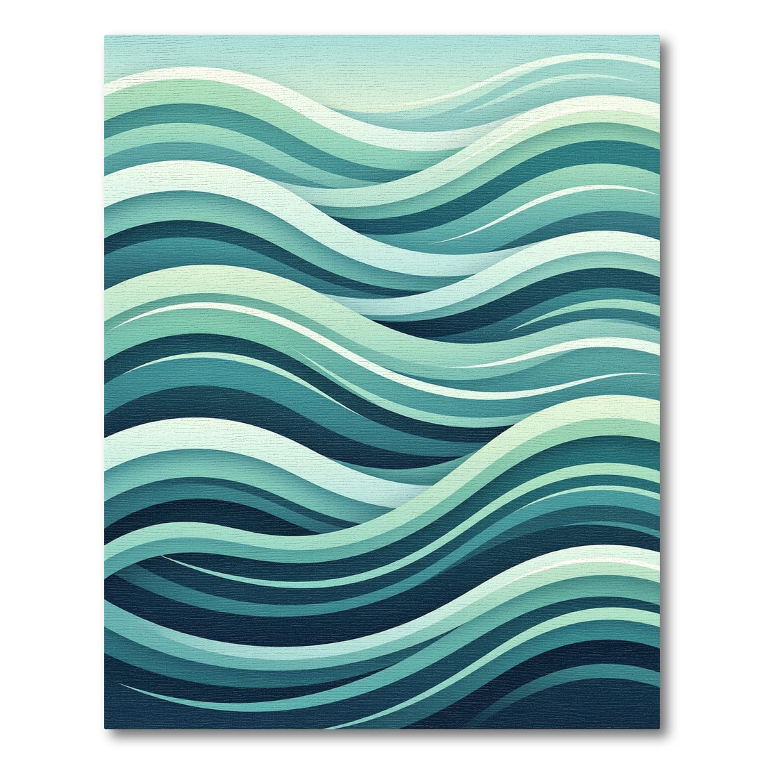 Aqua Green Layered Wave Rug